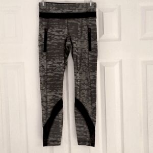 Lululemon Inspire Tight‎ II Mesh in Silver Jacquard Black White Size 4